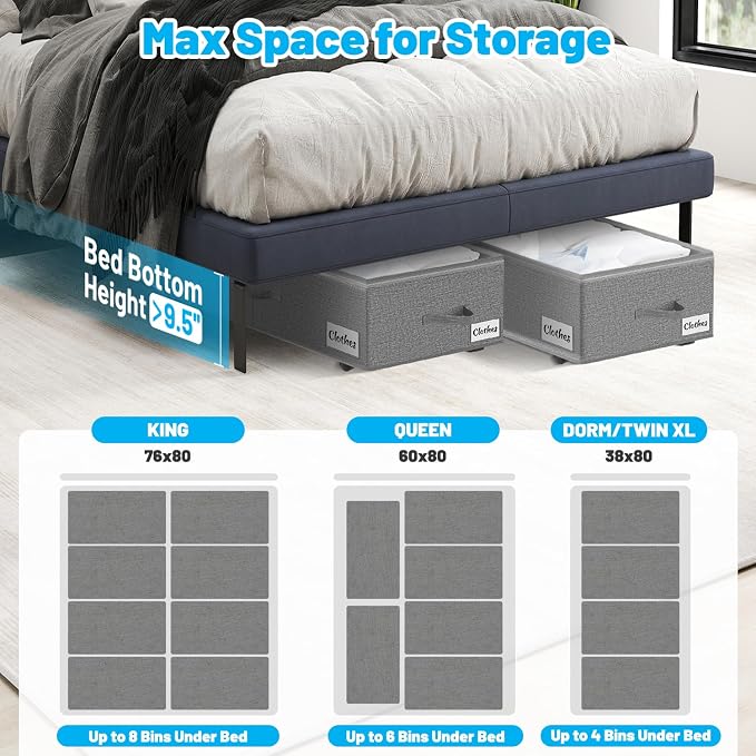 Under Bed Storage with Wheels, Quick Assembly Underbed Shoe Storage Containers