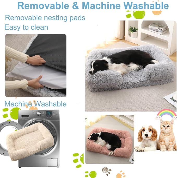 Dog Beds Large Sized dog Orthopedic, Sofa Dog Bed with Waterproof Lining and Nonskid Bottom, Rectangle Washable Dog Bed for Medium Small Dogs and Cats Comfortable ( Color : Brown3 , Size : 43 x 27" )
