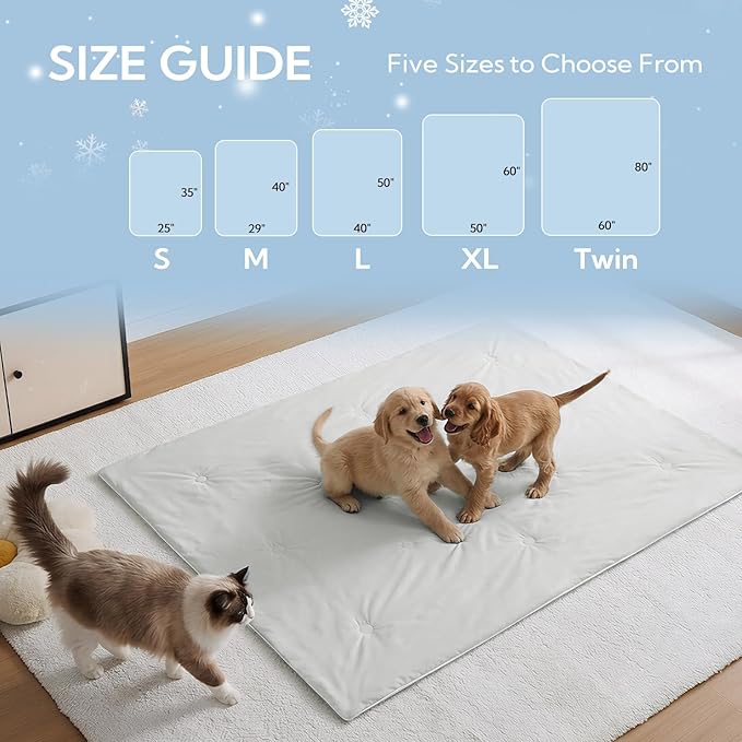 Soulbond Cooling Blanket for Large Dogs - Q-MAX>0.45, Washable Cool Pet Cats Throw Blanket for Hot Weather, Self-Cooling Soft Dog Mat for Bed Crates Couch Sofa Cars(40"x50", Light Grey)