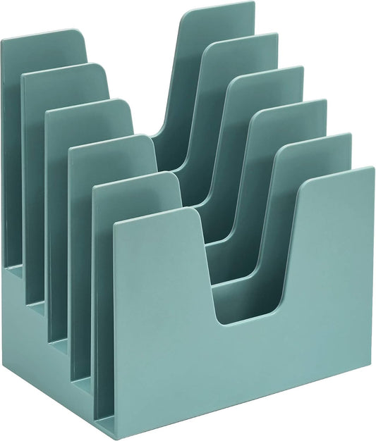 Acrimet 5 Section Incline File Sorter Organizer, Desktop Mail Holder, Green