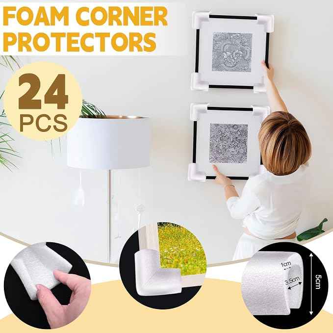 24 Pcs Foam Corner Protectors for Shipping, L-Shaped Edge Guards for TV Moving