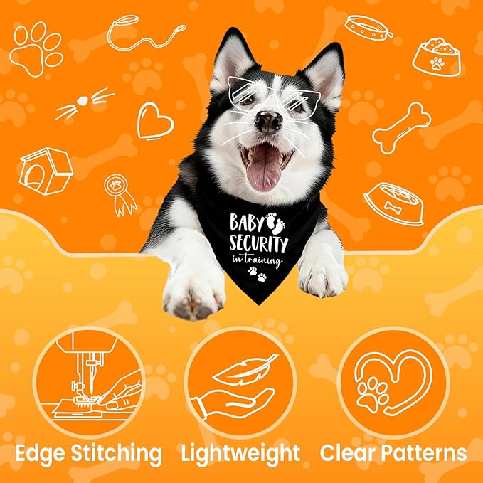 Baby Security in Training Dog Bandana Pet Scarf Pregnancy Announcement Dog Bandanas for Dogs Pet Accessories for Dogs Lovers Pregnancy Reveal Ideas (Black)
