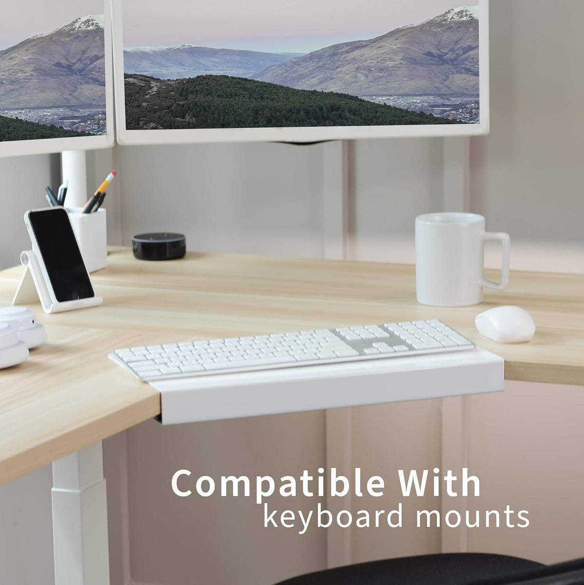 VIVO White 17 in Corner Desk Connector Platform, DESK-AC07SW