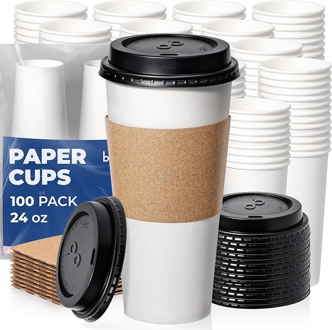 Fit Meal Prep 24 oz 100 Pack To Go Coffee Cups