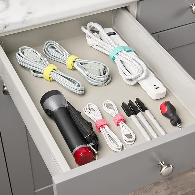 Wrap-It Storage Cinch Straps - Assorted 9-Pack (Multicolor) - Cord Organizers for Home Office Accessories and Cable Ties