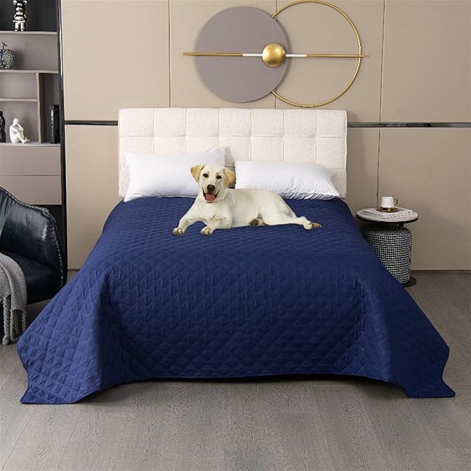 GIBZ Waterproof Dog Bed Cover Anti Slip Pet Furniture Protector Blanket Washable Thick Quilted Mat, Navy Blue, 76.2x177.8cm