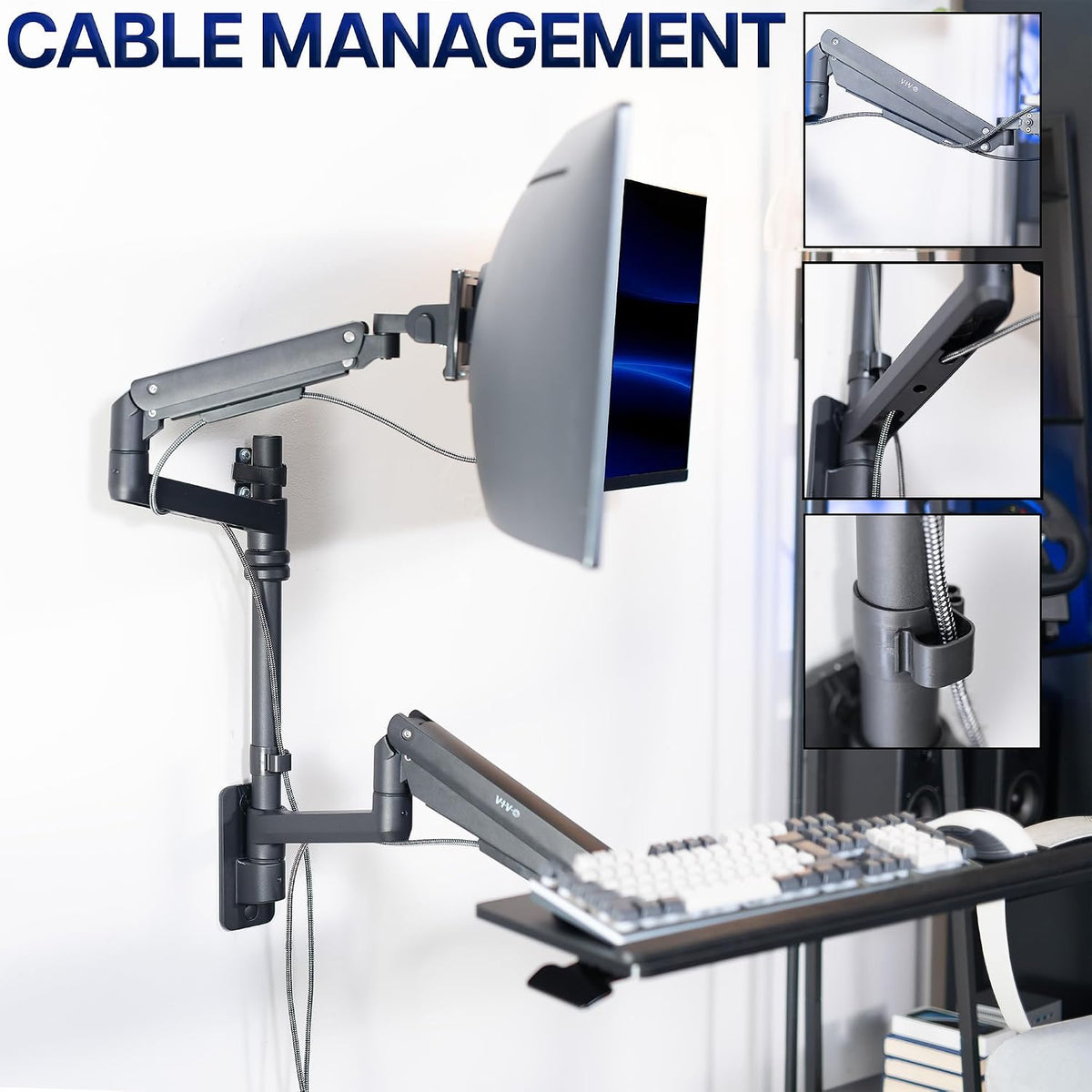 VIVO Ultrawide Wall Mount with Tray, Up to 49 in Screens, MOUNT-V120KB35C