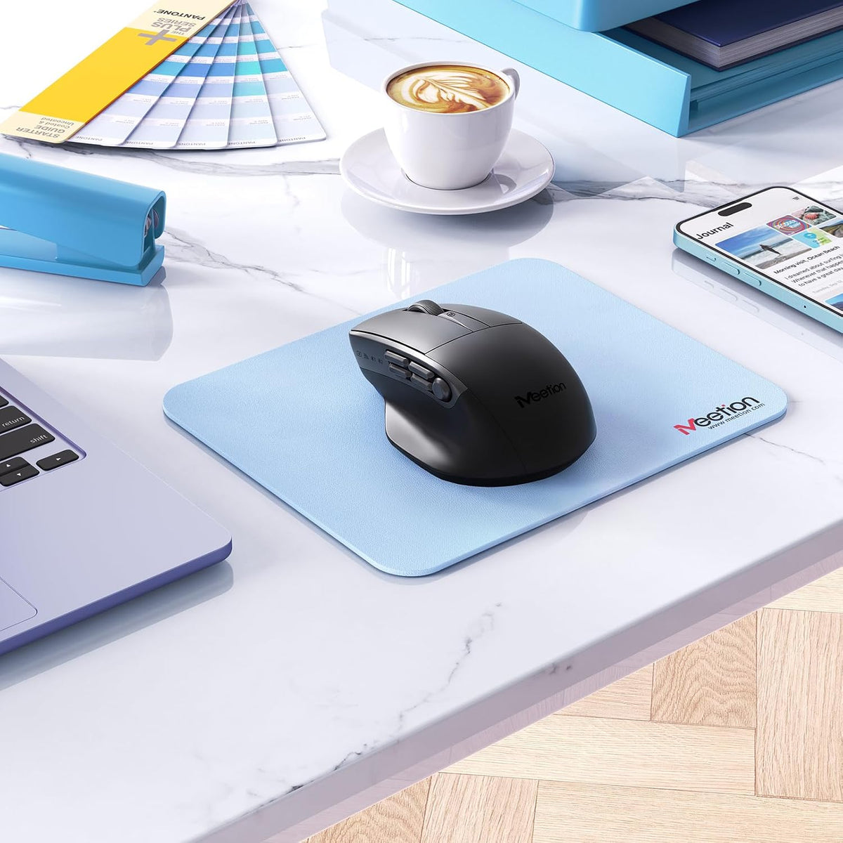 MEETION Wireless Mouse with 5 Side Buttons, Dual Mode Silent, Black