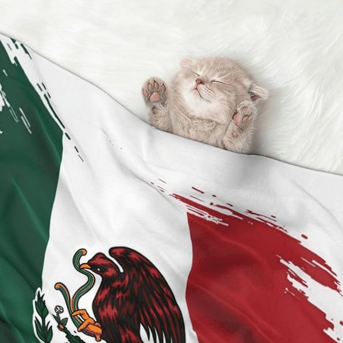 Pet Blanket for Travel and Home, Mexico Flag Cool Eagle, Reversible Plush Dot Design with Soft Grip Texture on One Side Perfect for Car Seats Moving Vehicles