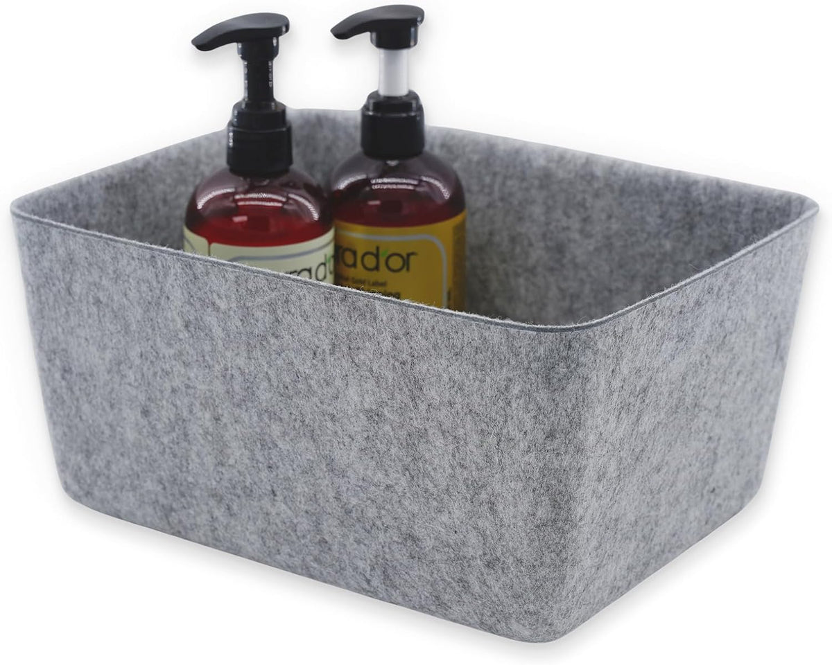 Welaxy Felt Storage Bin Wide Deep Drawer Organizer Caddy Minimal Box Gray