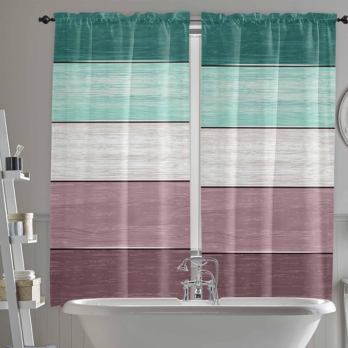 Retro Farm Woodcuts Texture Window Valance Curtains, 2 Panel