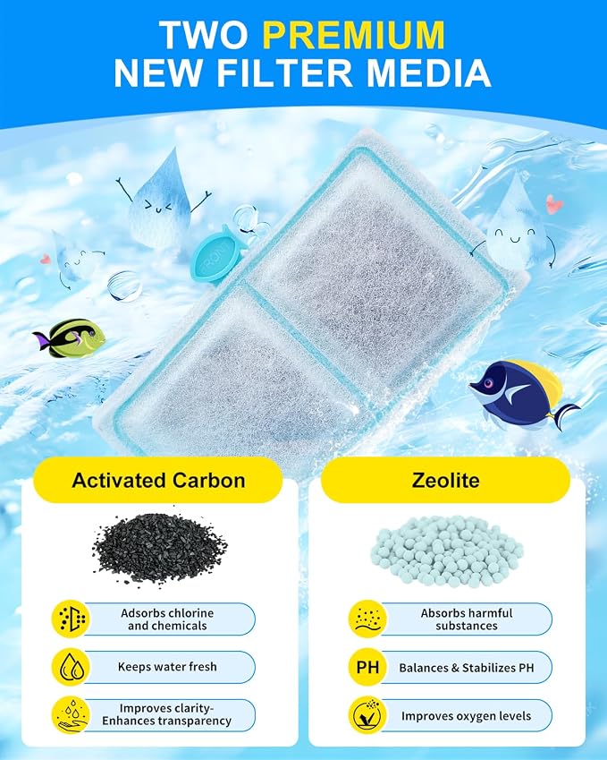 6 Pack Upgraded EF-S Fish Tank Filters Compatible