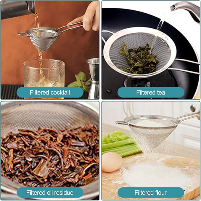2 Pack Fine Mesh Strainer, Small Stainless Steel Sieves