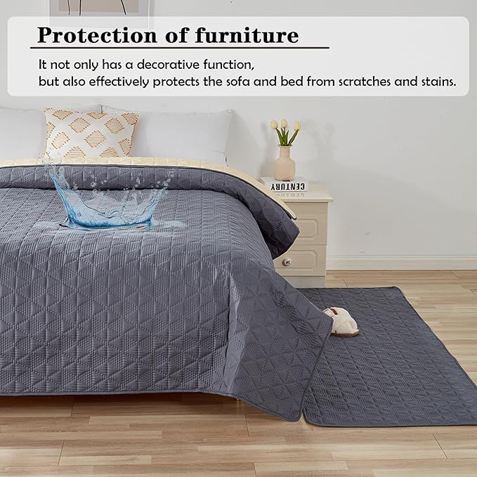Waterproof Dog Bed Cover Pet Blanket, Soft Pet Couch Covers for Sofa Washable, Bed Couch Sofa Furniture Protector for Puppy Cat Kids (Grey,210 * 210 CM)
