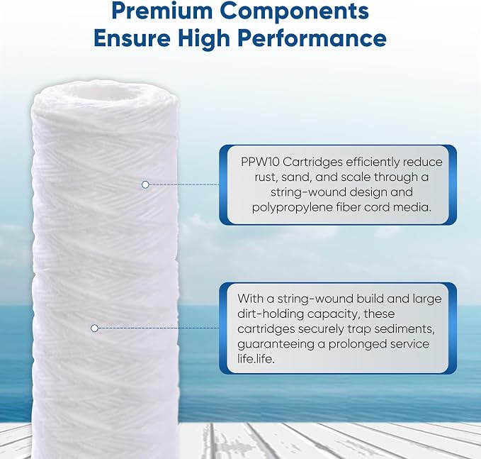 PUREPLUS 20 Micron 10"x2.5" Whole House String Wound Sediment Filter