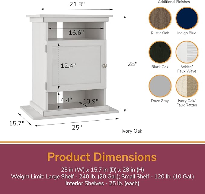 Ollie & Hutch Flipper 10/20 Gallon Aquarium Stand, Rustic Oak