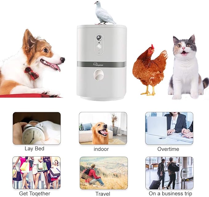 Petalk AI II Dog Camera with Speaker no Subscription,Dog Camera Automatic Treat Dispenser, WiFi Pet Camera with 180° Pan Full-Room View,(2.4G WiFi Only