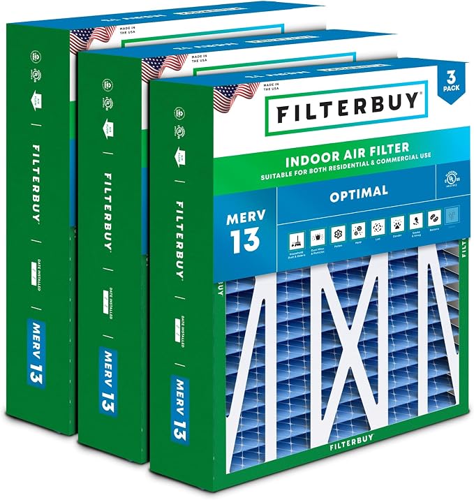 Filterbuy 17.5x21x5 Air Filter MERV 13 Optimal Smoke & Allergy Defense