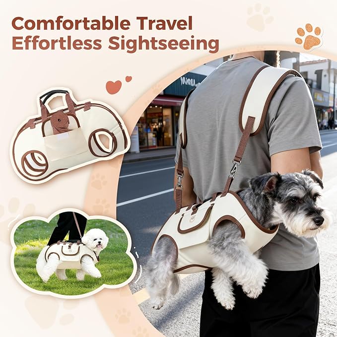 Hands Free Dog Backpack Carrier for Small Dogs, Yorkie Shoulder Carrier Sling Backpack Carriers Dog Lift Harness Portable Breathable Pet Carrier Backpack for Small Puppies (L, 14.3-19.8lbs)