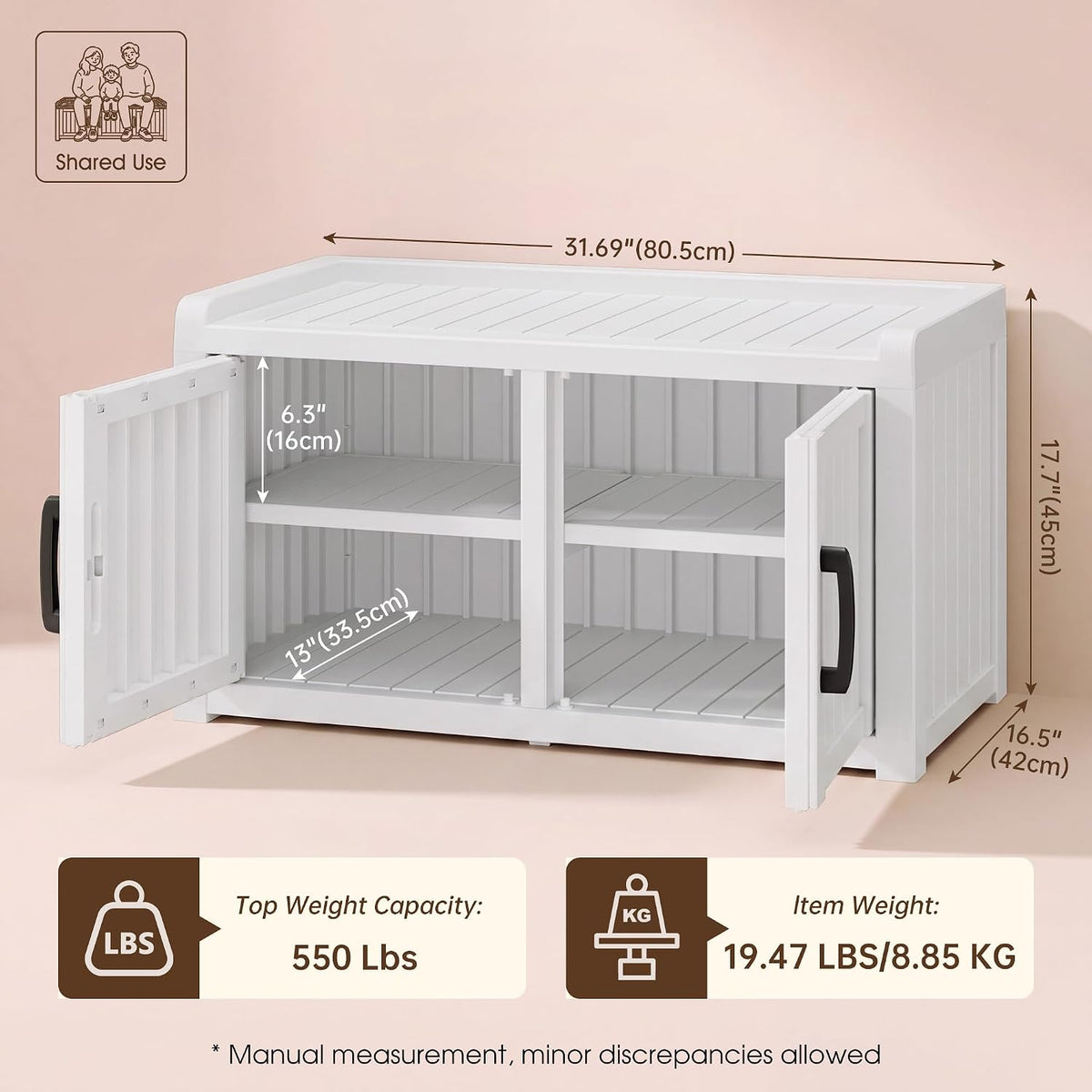 KAMABOKO Outdoor Shoe Storage Cabinet, White