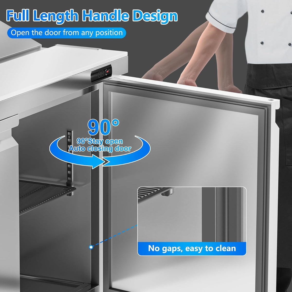 Rockitch 72" W Commercial Sandwich Prep Table Refrigerator 22 Cu.ft 30 Pans