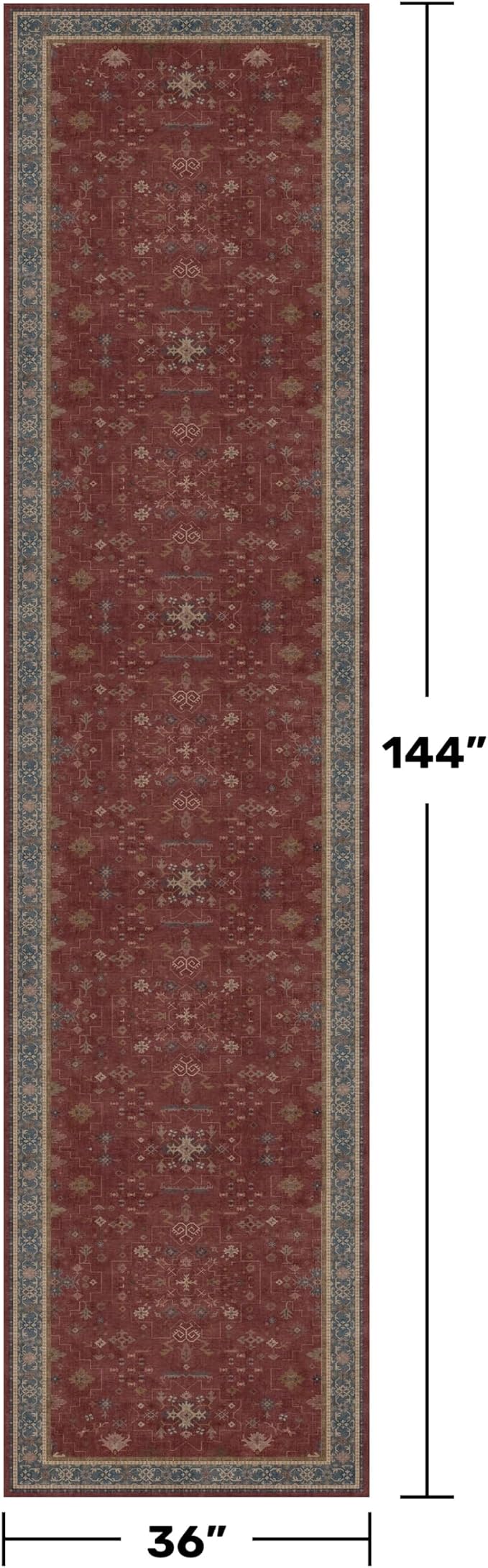Large Burgundy 3x12 Long Runner Rug