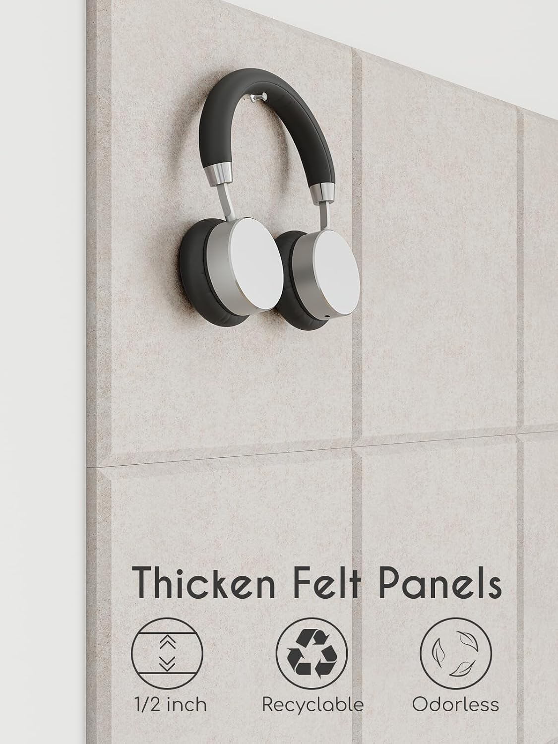 Thick Felt Pin Board Tiles 24 Pack, 11.8x11.8 Bulletin Board for Wall
