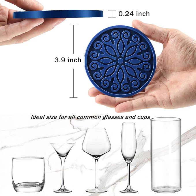 Coasters for Drinks, Resistant Reusable Silicone Coasters