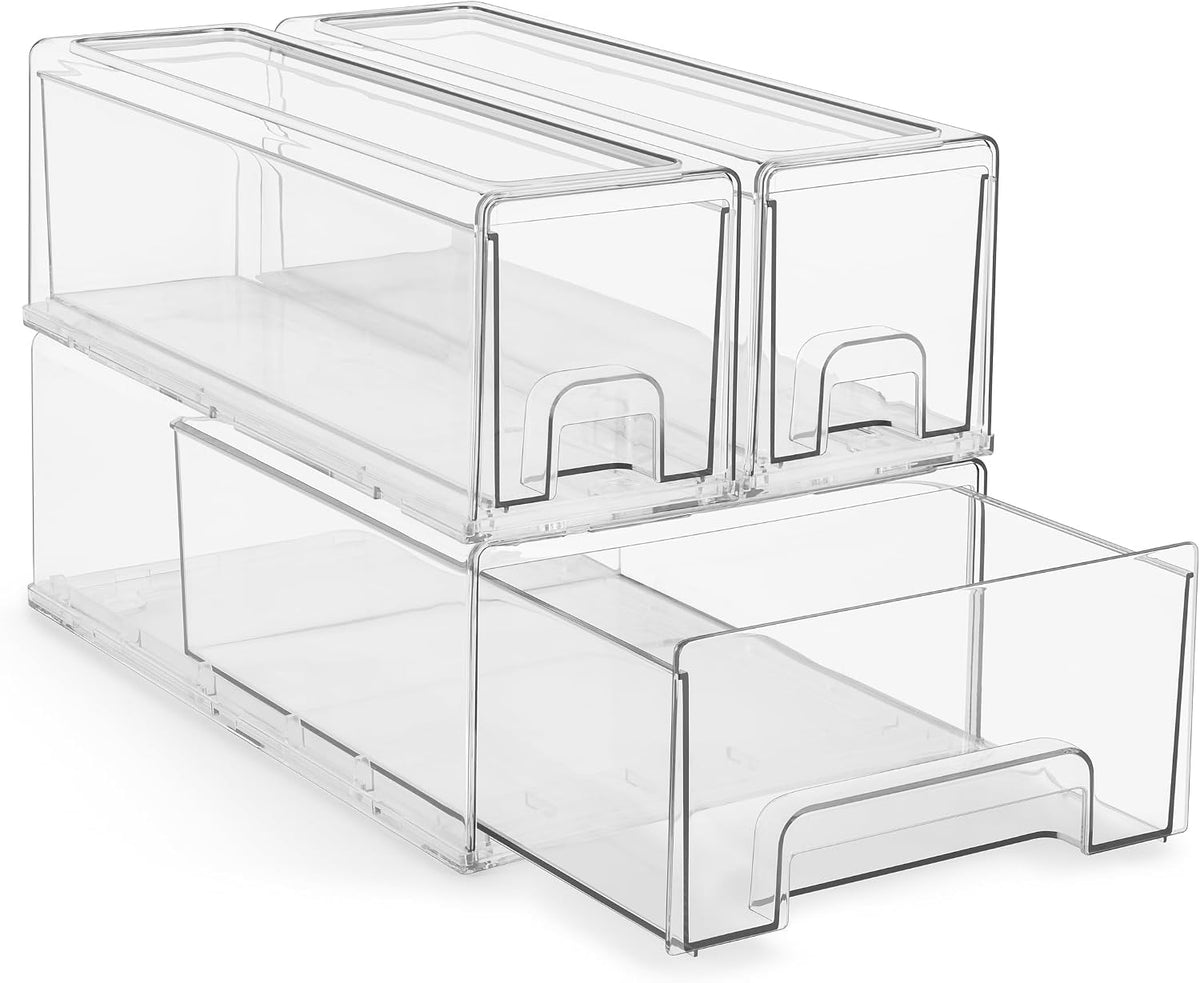 Sorbus Clear Stackable Storage Drawers with Handles (1 Medium + 2 Small)