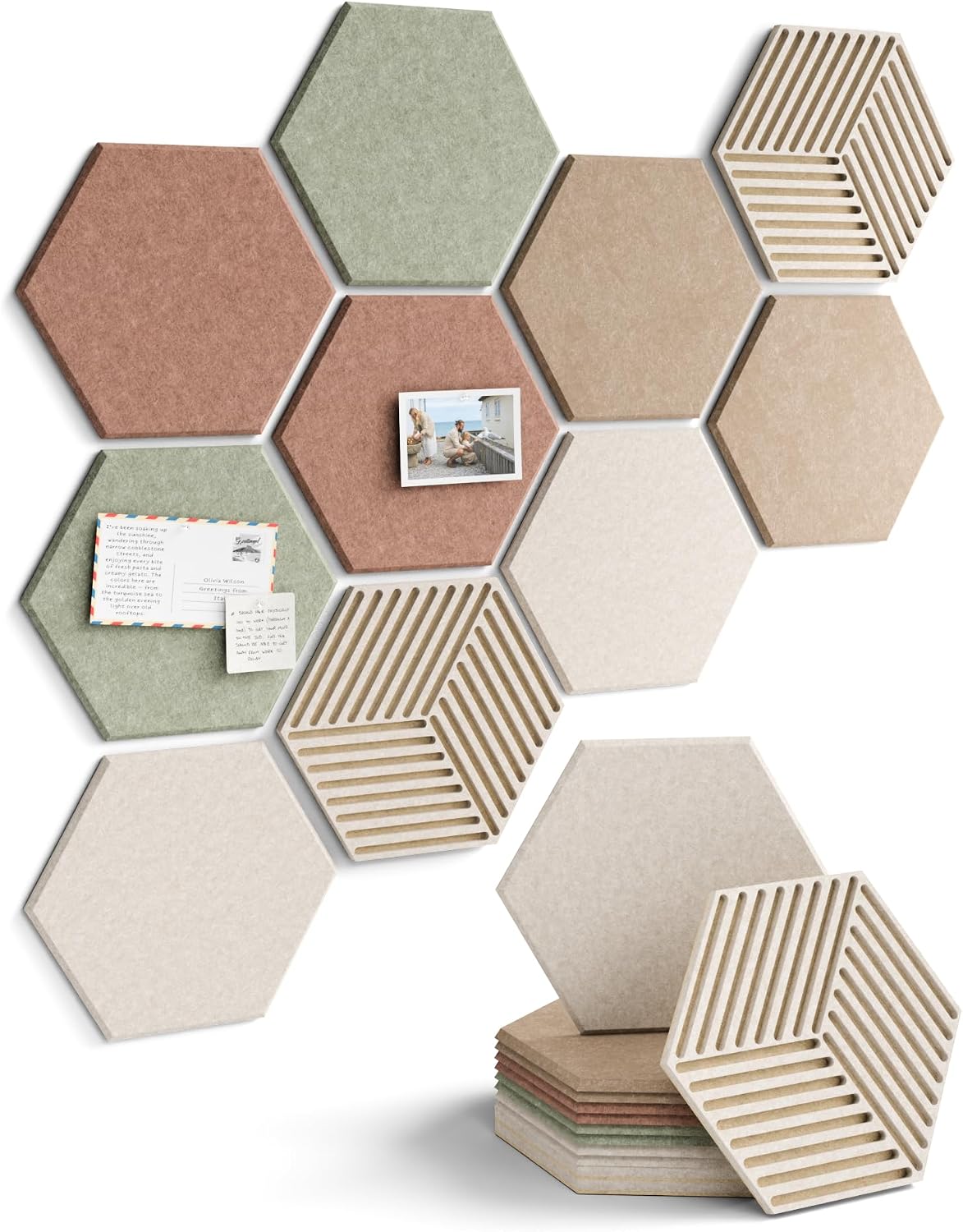 Fluxynara 10-Pack Hexagon Cork Board Alternative, Boho