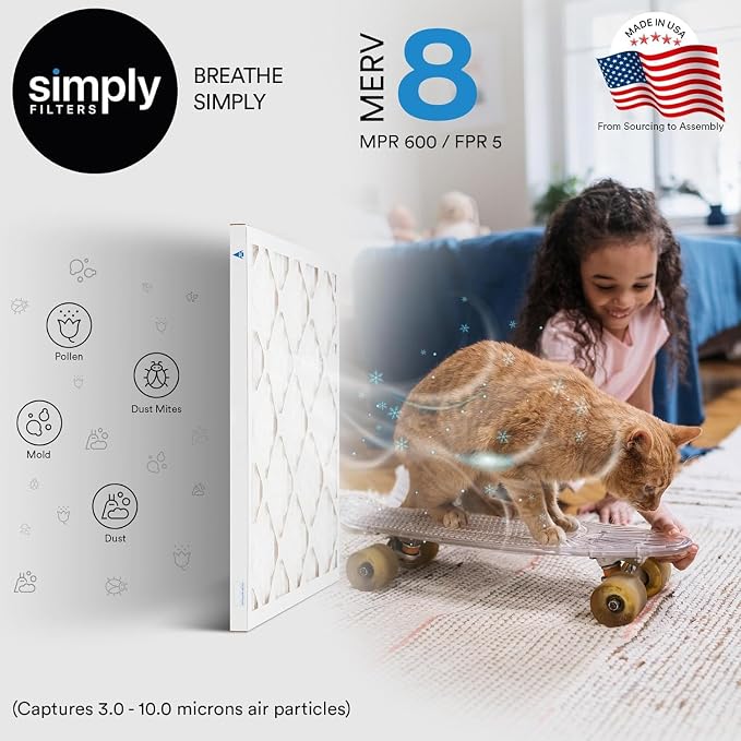 Simply 14x30x1 Air Filter, MERV 8, 12 Pack,