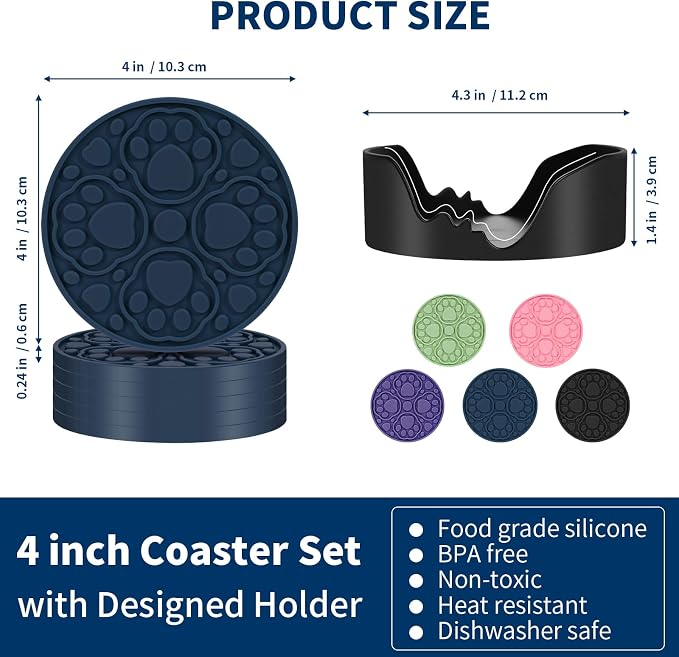 Blue Silicone Coasters Set of 6