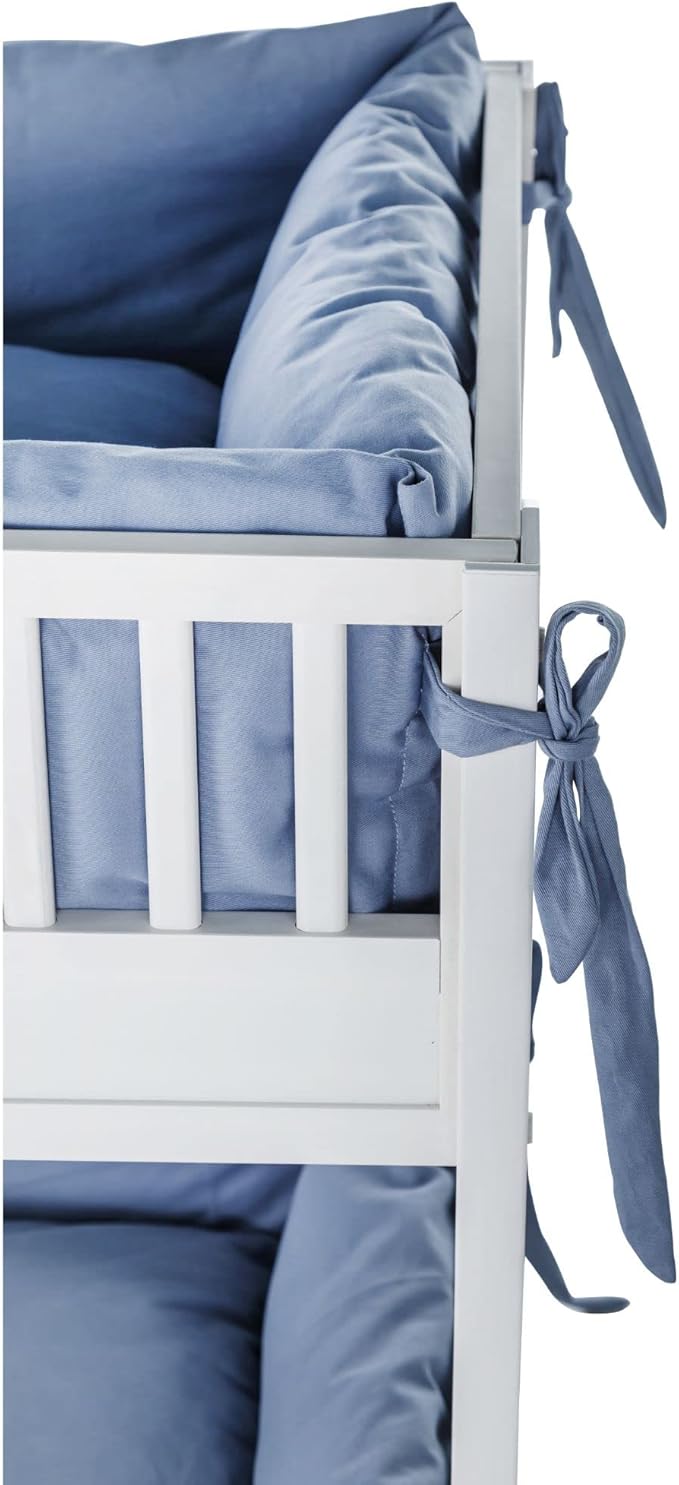 New Age Pet ECOFLEX Aspen Dog Bunk Bed in Antique White, Memory Foam Cushions, Wide Stairs, Non Toxic, Easy Assembly