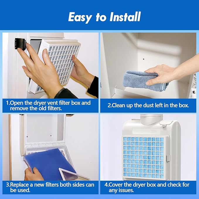 12 Pack Dryer Filter Replacement, Pre-Cut Portable Dryer Filters Compatible