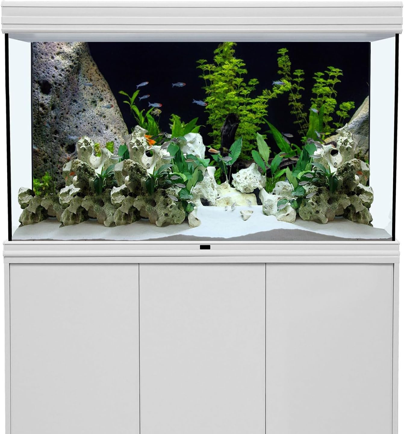 AWERT Vinyl Underwater Aquatic Plant Fish Tank Background Stone River Bed & Lake Aquarium Background 30x18 inches