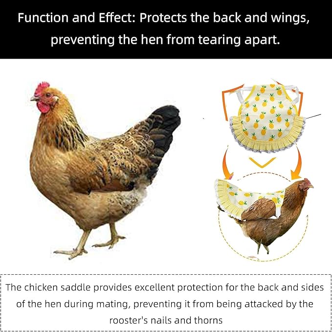 4-Pack Chicken Diapers Saddle Set for Hen with Bow Tie Reusable Handmade Washable Waterproof Inner Layer for Geese Duck Chicken- Stylish and Protective Poultry Clothes (4 Diapers+4 Saddles,Medium)