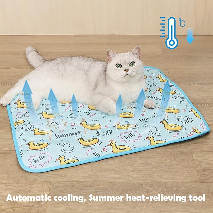 SEIS Dog Ice Pad Ice Silk Cats Kennel Mat Pet Cooling Pad Summer Cool Bamboo Mat Breathable Pad (Duck, M)