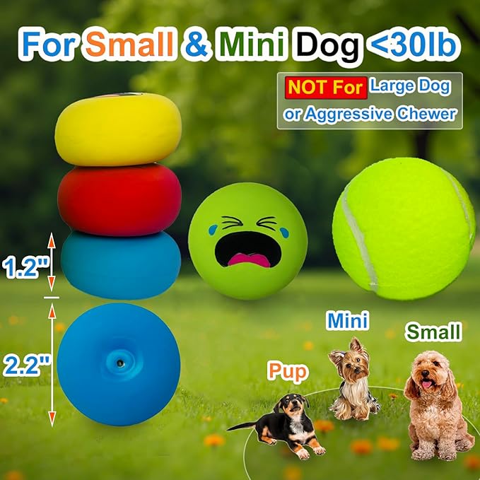 Latex Squeaky Dog Toys for Small Dogs & Mini Breeds - 4PCS Set Squeaky Dog Balls | Soft, Safe & Fun Chew Toys | Indoor & Outdoor Play