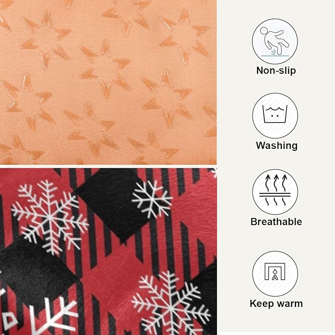 Red and Black Buffalo Plaid Snowflake Christmas Pet Bed Cute Dog Bed Mat Absorbing Non Slip Pad Pet Sleeping Mat for Small, Medium, and Large Dogs Puppy Cat 24 in x 18 in