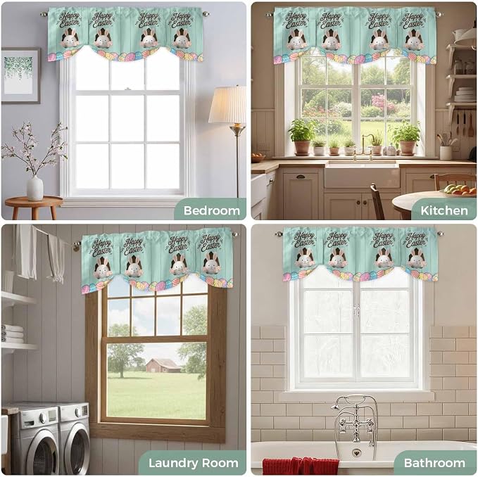 Green Easter Tie Up Valance Curtains