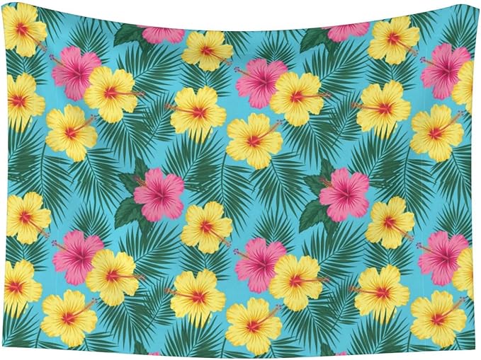 Dog and Cat Blanket in One, Hawaii Tropical Floral Plants, Double Sided Plush Throw with Raised Dot Pattern on One Side and Flat Velvet on Other for Variety