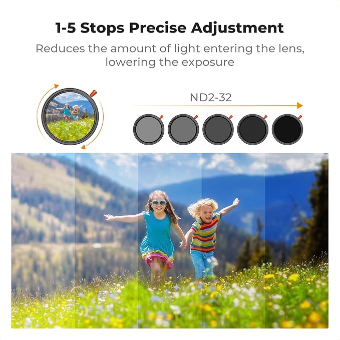K&F CONCEPT 40.5mm Black Diffusion Mist Effect 1/4 & Variable ND2-32 & Circular