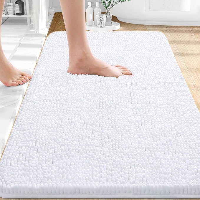 OLANLY Bathroom Rugs 30x20, Extra Soft Absorbent Chenille Bath Rugs, Rubber