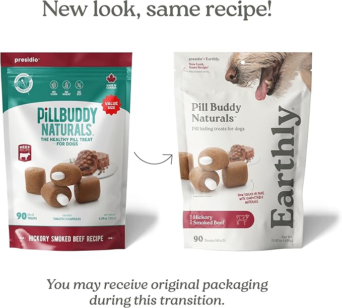 Earthly Pill Buddy Naturals - Beef Recipe Pill Hiding Treats for Dogs - Make A Perfect Pill Concealing Pocket Or Pouch for Any Size Medication - 90 Servings