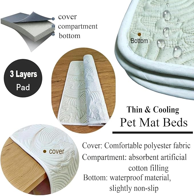 Washable Pet Pad Runner for Small Dogs/Cats - Multi-Layer Fabric Pet Mat Bed with Waterproof Backing Couch Cover Furniture Protector - Anti Cat Pee and Scratch, 60 x 28 inch, White