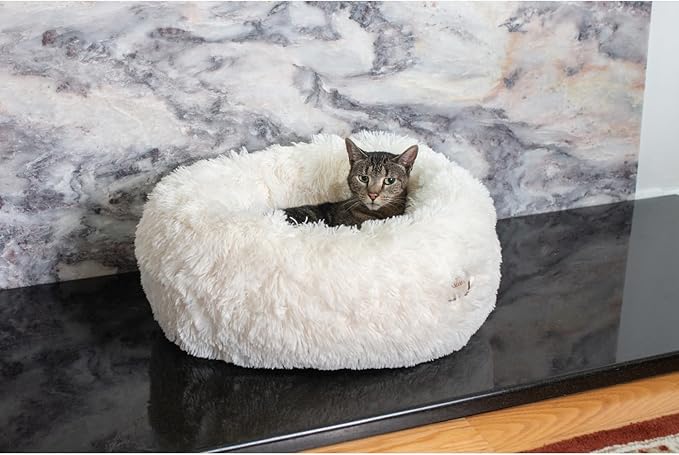 Plush Pet Bed - Ultra Soft Cuddler for Cats & Small Dogs - Skid-Free & Washable - 22x22x8