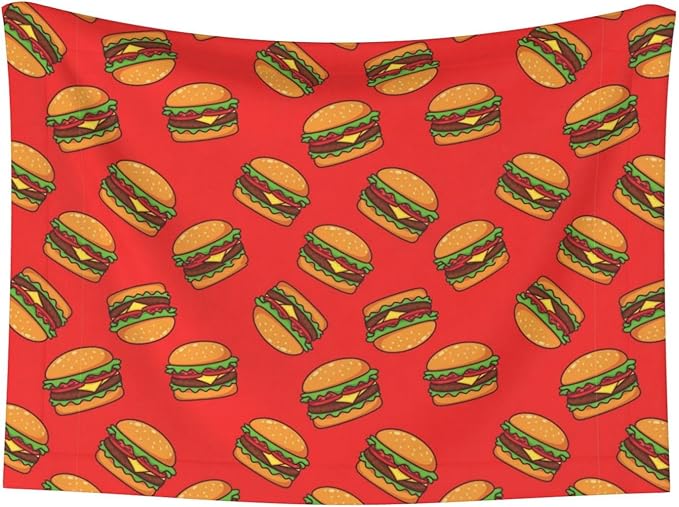 Double Sided Plush Pet Blanket with Cozy Dot Texture and Smooth Reverse, Burger Hamburger Pattern Red, Reversible Throw for Dogs Cats on Couches Beds Crates