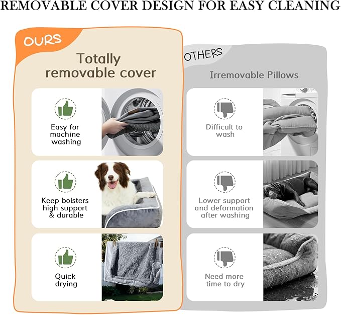 Comfort Expression Orthopedic Dog Bed for Small Dogs 24x16 Inch, Waterproof Supportive Egg Crate Foam Small Pet Bed with Removable Bolsters, Dog Couch with Washable Cover & Non-Slip Bottom, Beige