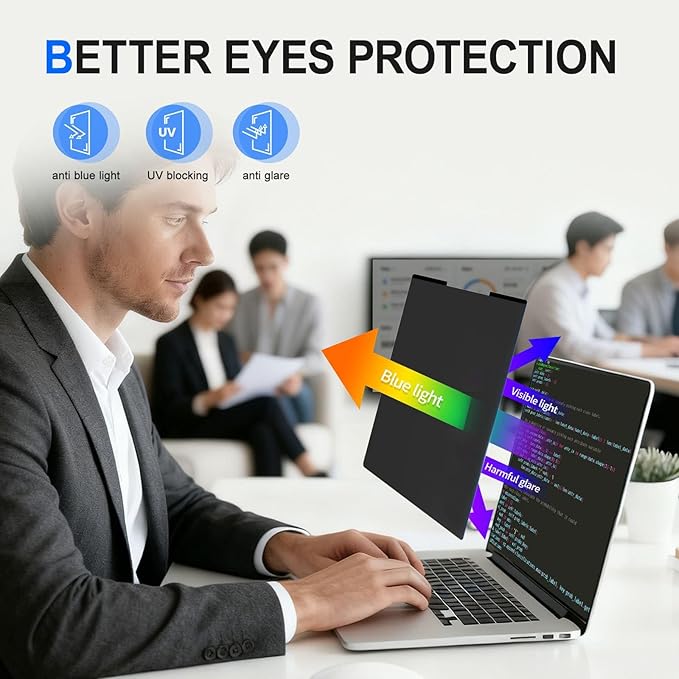 2Pack Magnetic 13.3 Inch Laptop Privacy Screen 16:9 Aspect Ratio, Removable