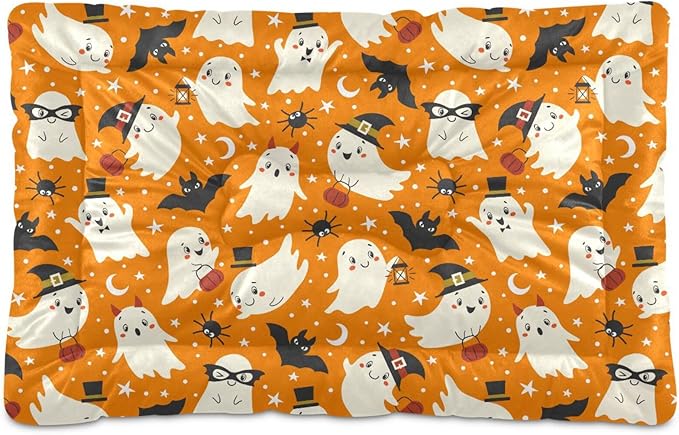 Pet Bed Halloween Ghost Bat Dog Bed Mat Absorbing Non Slip Pad Pet Sleeping Mat for Small, Medium, and Large Dogs Puppy Cat 36 in x 24 in